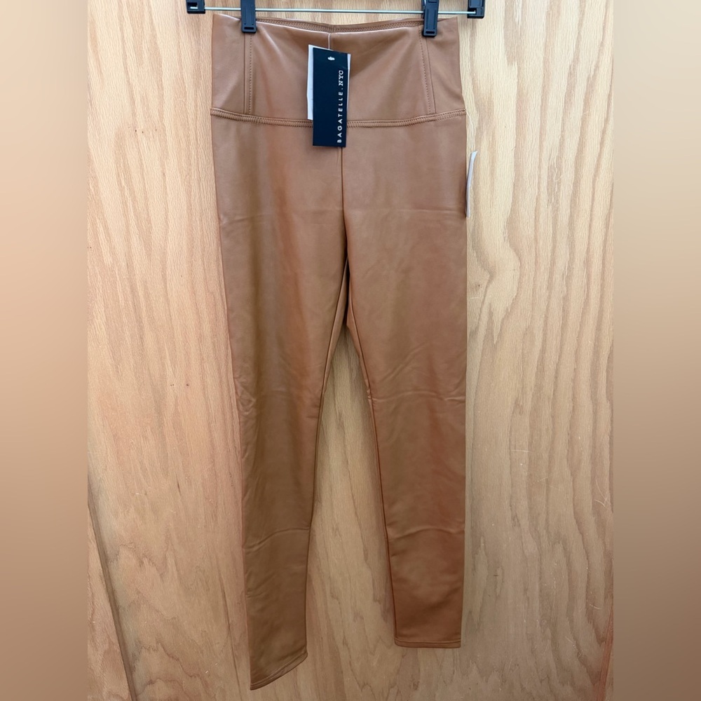 Bagatelle.NYC High-Waisted Tan Faux-Leather Leggings NWT